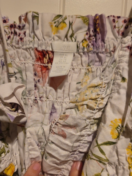 H&M Dresses & Skirts - H&M White Floral Smocked Dress with Yellow & Lavender Print